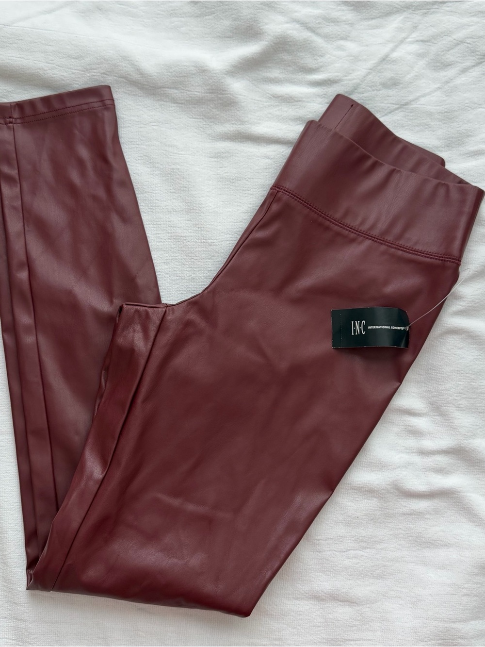 INC Faux Leather Leggings in Deep Wine